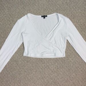 Long Sleeve White Dynamite Crop Top